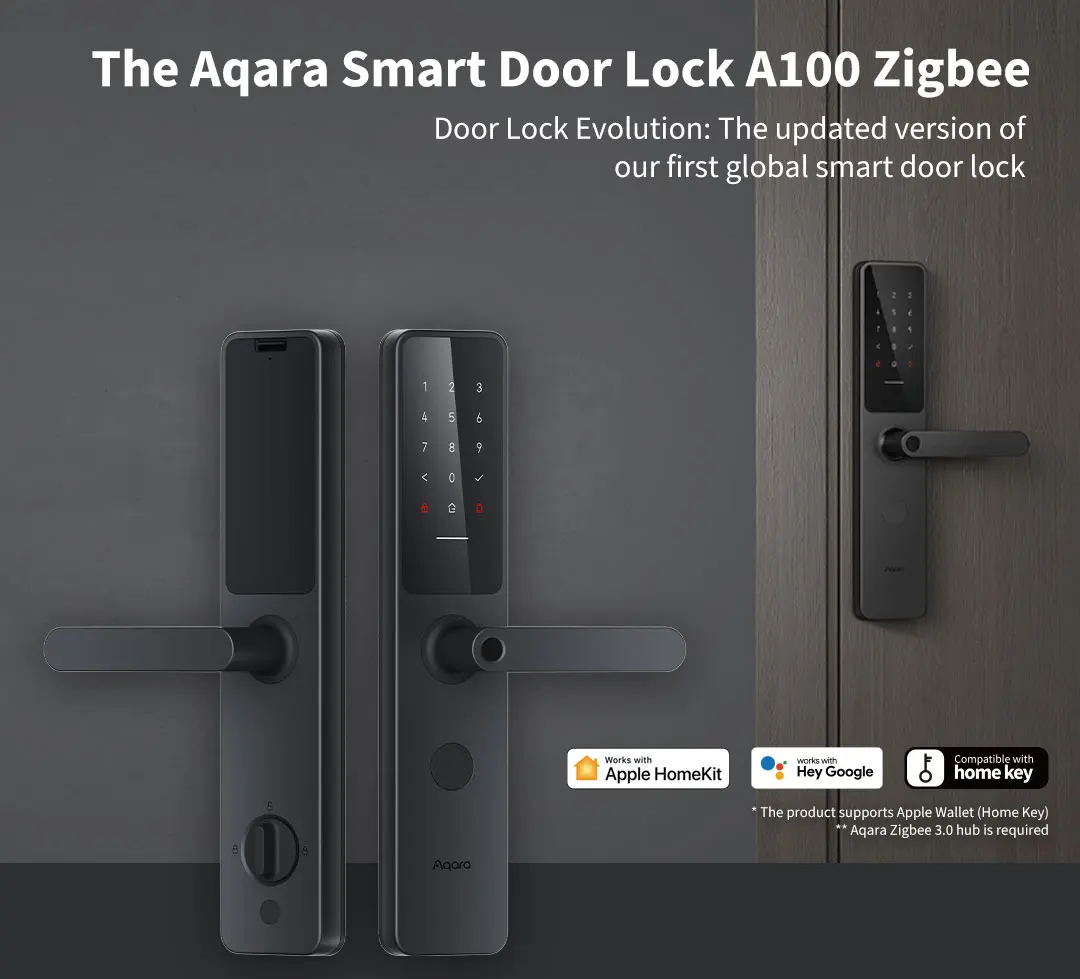 Aqara A100 Pro Smart Door Lock Zigbee Bluetooth 5.0 Fingerprint Unlock A100Pro Door Lock Work with Apple Homekit Aqara Home