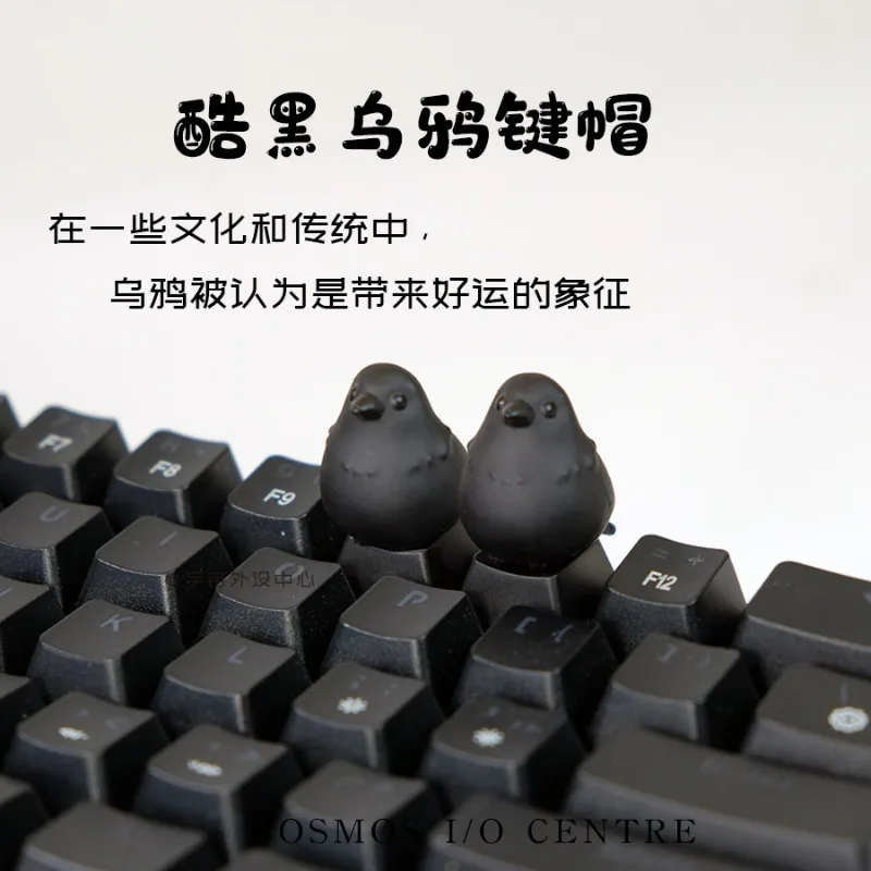 Black Crows Themed Keycap Resin XDA Profile Customized Original Handmade Artisan Keycaps for Mechanical Keyboard Accessories DIY
