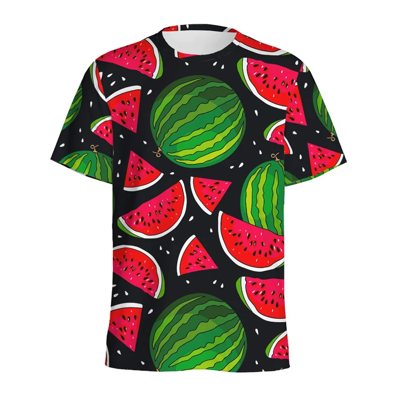 Tropical Watermelon Pattern T-shirt For Men Crew Neck Short-sleeved T Shirt Women Children Summer 3D Printed Fruits Tee Shirts