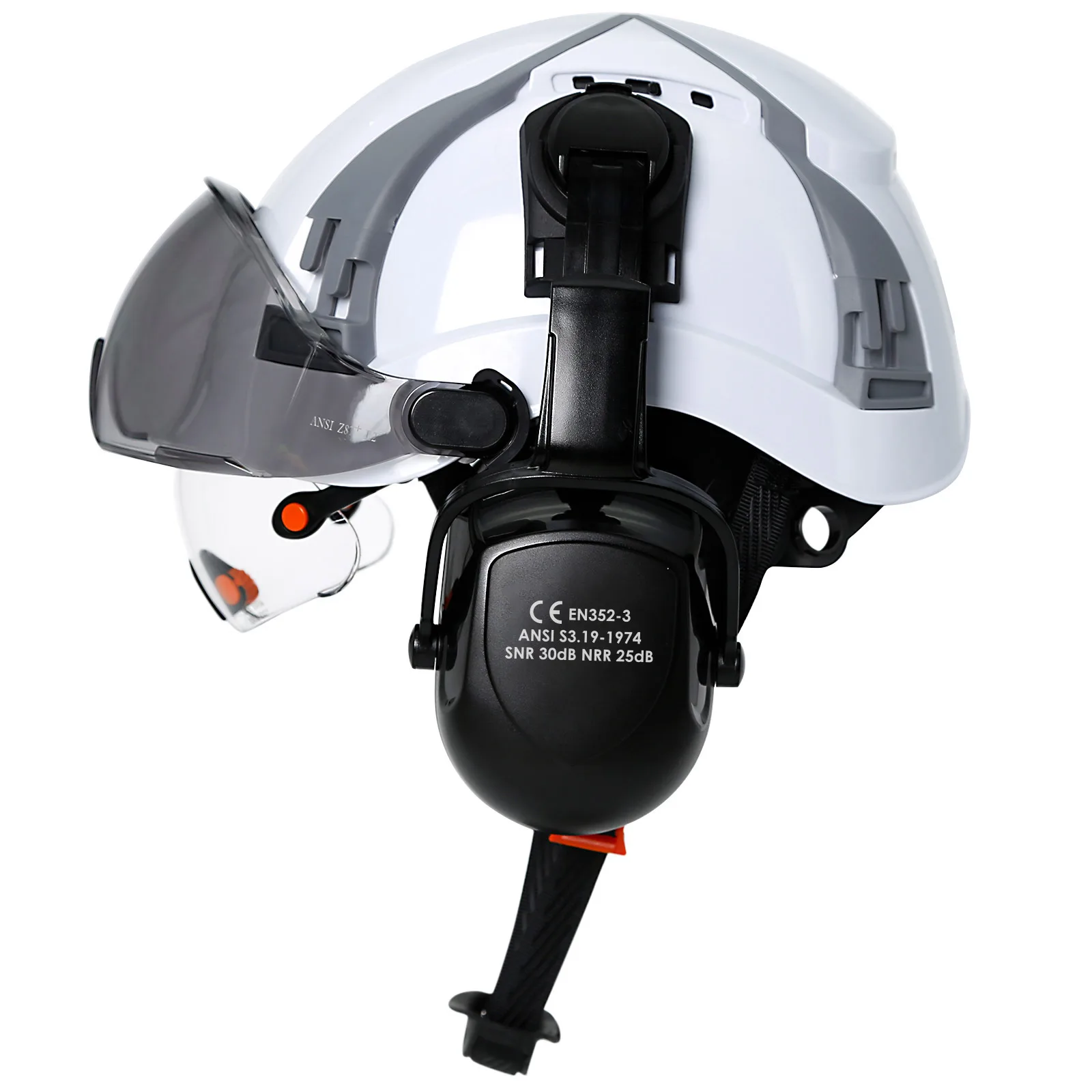 Safety Helmet W/double Goggles Earmuffs Construction Safety Cap W/Reflective Stickers Industrial Safety Hat Work Head Protection