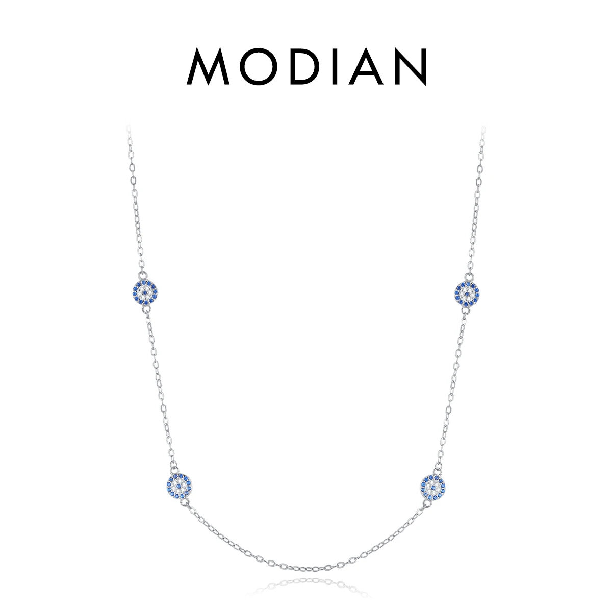 MODIAN Halskette aus 925er-Sterlingsilber, sexy Wimpern, der Hand von Fatima, türkisfarbener Anhänger, glückliches blaues Auge, Halskette für Frauen, edler Schmuck, Geschenk