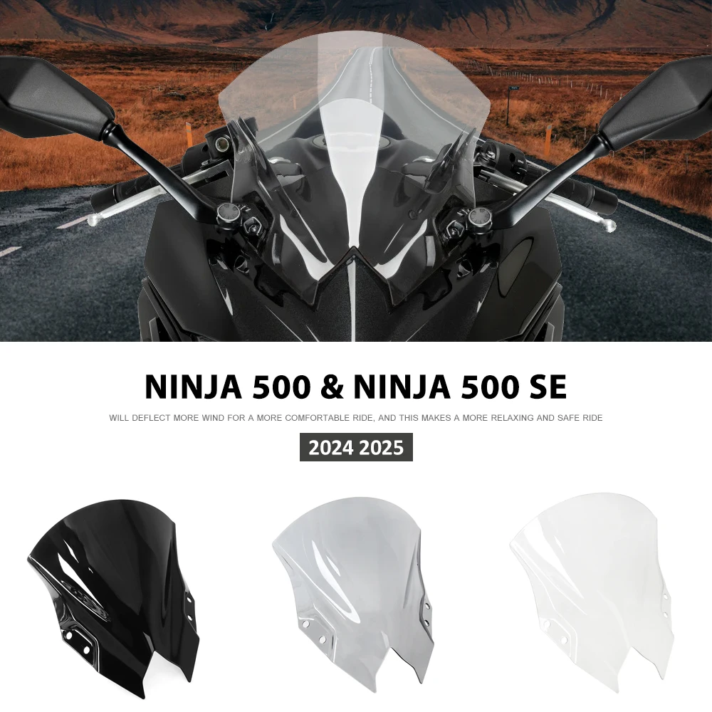 New Windscreen Windshield Wind Shield Screen Protector Motorcycle For Kawasaki Ninja 500 Ninja500 NINJA 500 SE 2024 2025