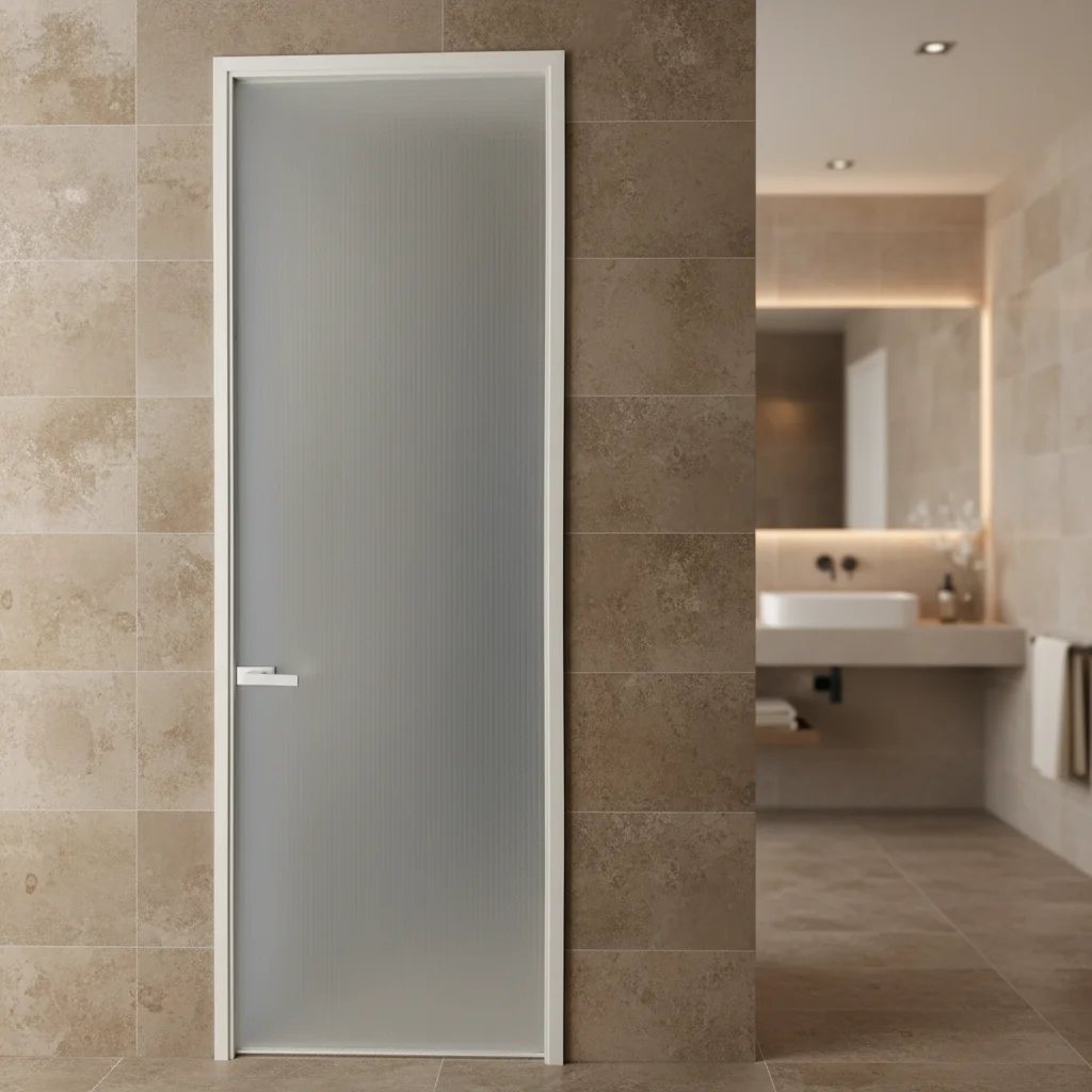 New Product Aluminum Double Glass Narrow Frame Casement Door Bathroom Door Toilet Door