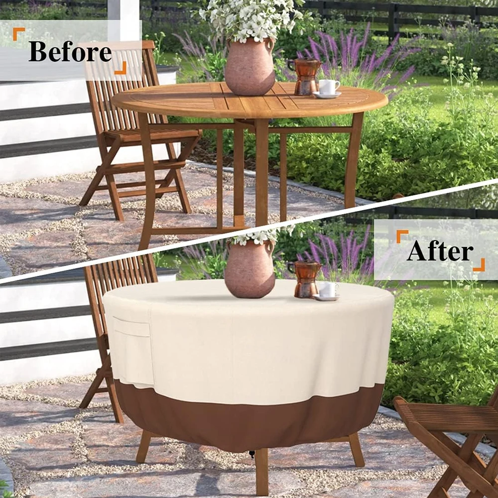 

Outdoor Round Table Cover 420D Garden Furniture Chair Set Dust Covers Waterproof Oxford Wicker Sofa Protection Patio Rain Snow