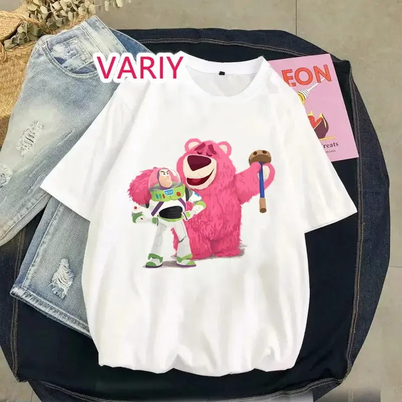 Strawberry Bear Lotso T-shirt Top T Shirt Women Harajuku Tshirt White Short Sleeve Girls New Woman Graphic T-shirts Dropship