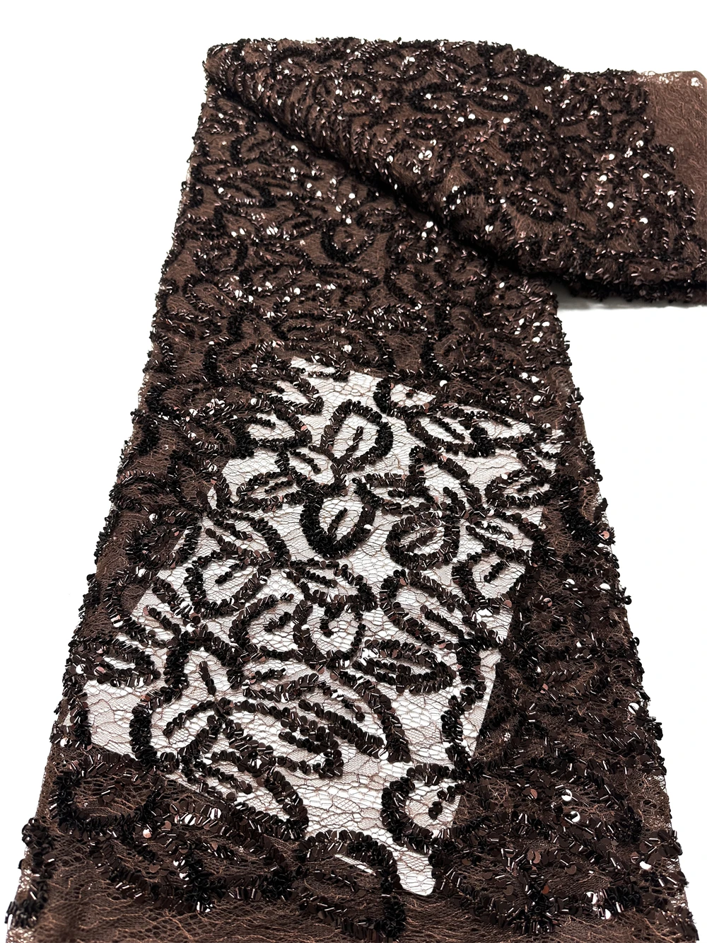 Luxurious Nigerian African Beaded Lace Fabric 2026 High Quality Sequins Embroidery African French Lace Fabric For Sewing Dress view 6