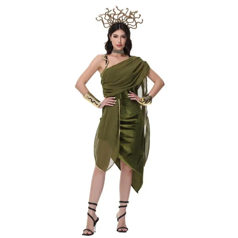 Halloween Medusa Rollenspel Outfit Bar Par Nachtclub Slangharige Heks Cosplay Traditioneel dameskostuum Toneelkostuum