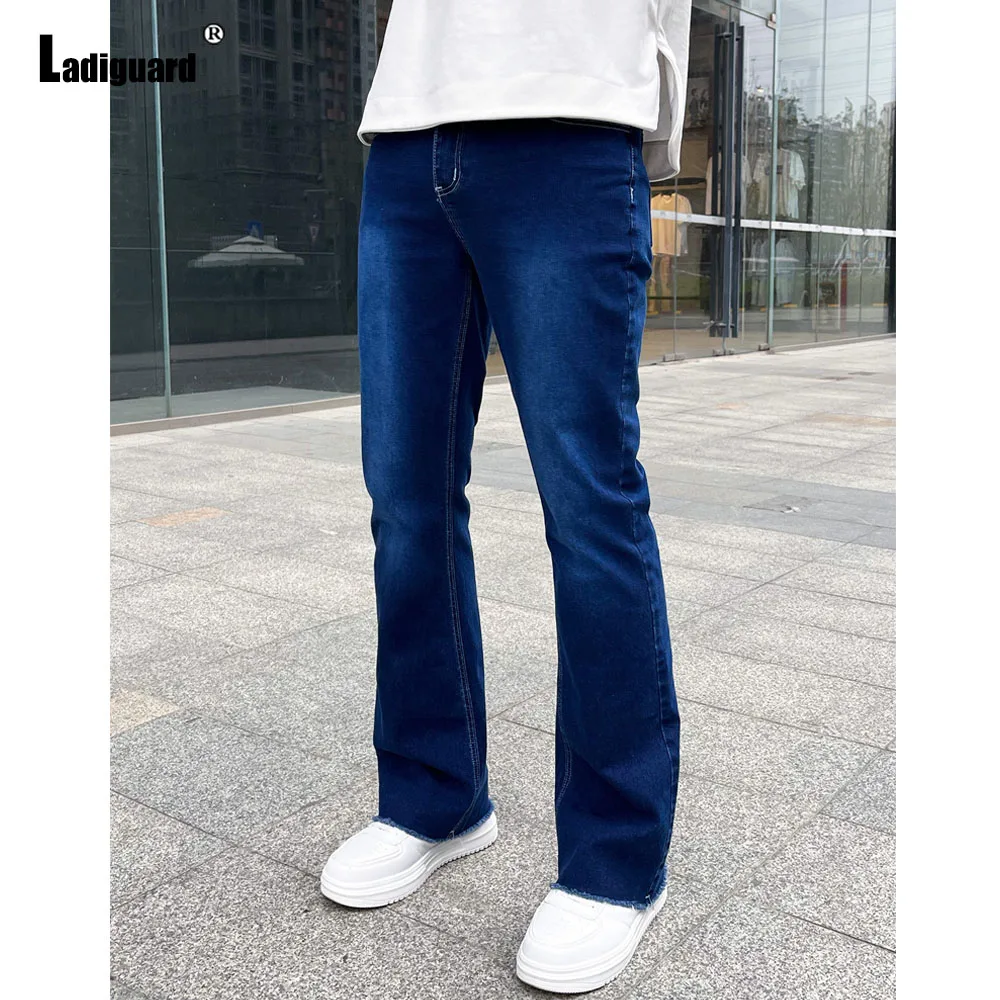 

Sexy Flare Denim Pants Mens Patchwork Jeans Trousers 2024 America and Europe style Fashion Zipper Pocket Demin Pantalon New