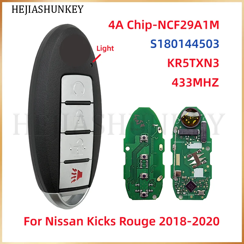 S180144503 KR5TXN3 285E3-5RA6A 4 Buttons Keyless Smart Remote Key Fob 433MHz ASK 4A Chip For Nissan Rogue Altima Kicks 2018-2020