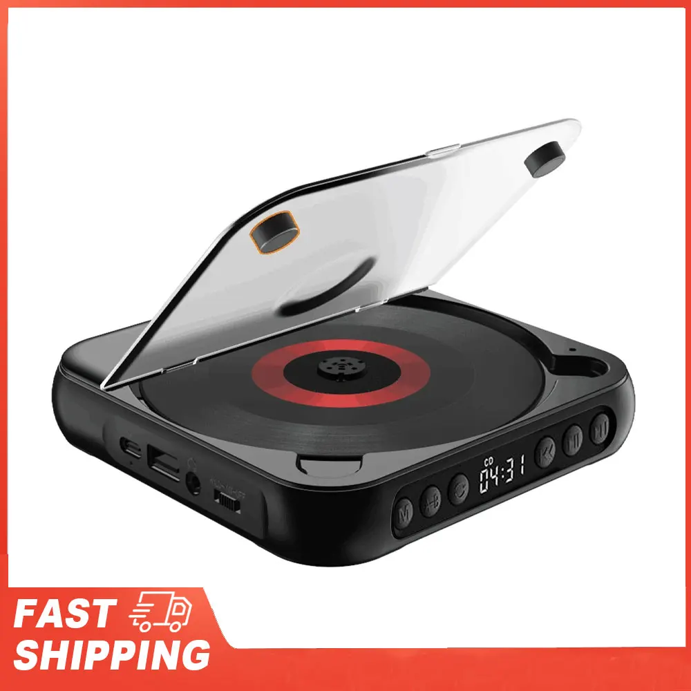 CD Player Portable BT Music Player CD Runner with Dustproof Cover 6 Modes A-B Repeat Timer Remote Control External Playback