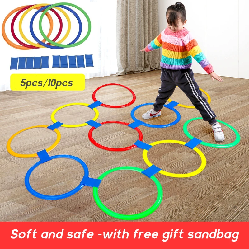 

5/10pcs Hopscotch Ring Game Toys for Kids PE Teaching Aid Sport Toy Sensory Integration Training Play Set for Preschool Children