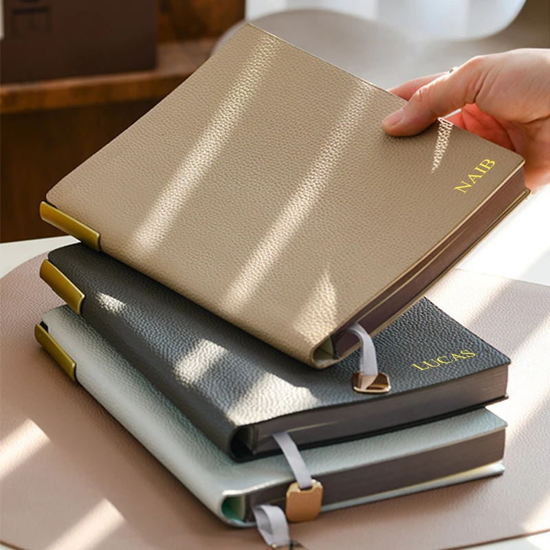 Engrave Name PU Leather Notebook A5 Business Office Student To Do List Personalized Simple Luxury Diary Books Stationery Gift