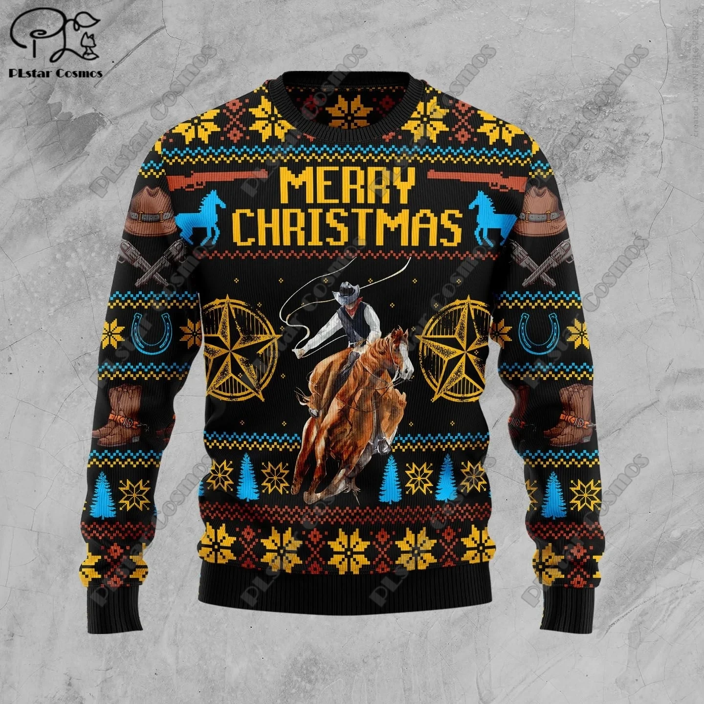 Cetak 3D pohon Natal Santa Claus tato kucing hewan rusa beruang Sweater Streetwear kasual musim dingin Sweatshirt M2