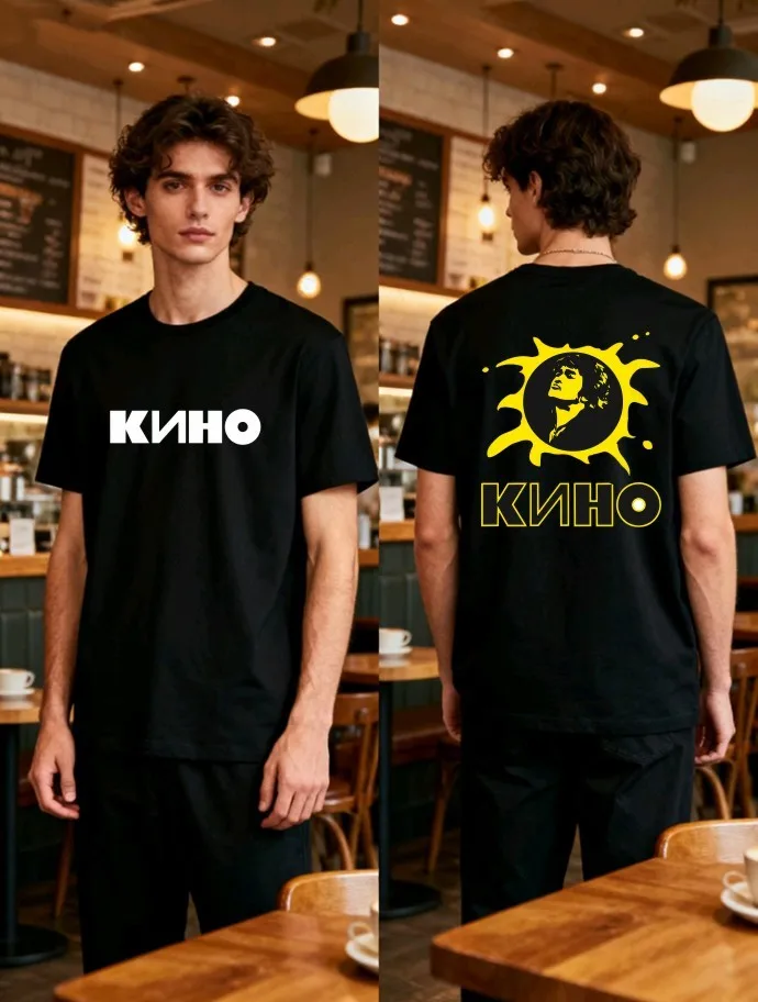 Soviet Rock Legend | КいНО Victor Cui Printed T-shirt Retro Short Sleeve Pure Cotton Top