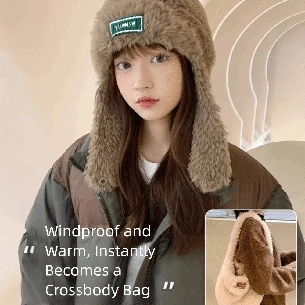 

New with Earflap Plush Hat Coldproof Windproof Bonnet Cap Thickened Knitted Woolen Hat Autumn Winter