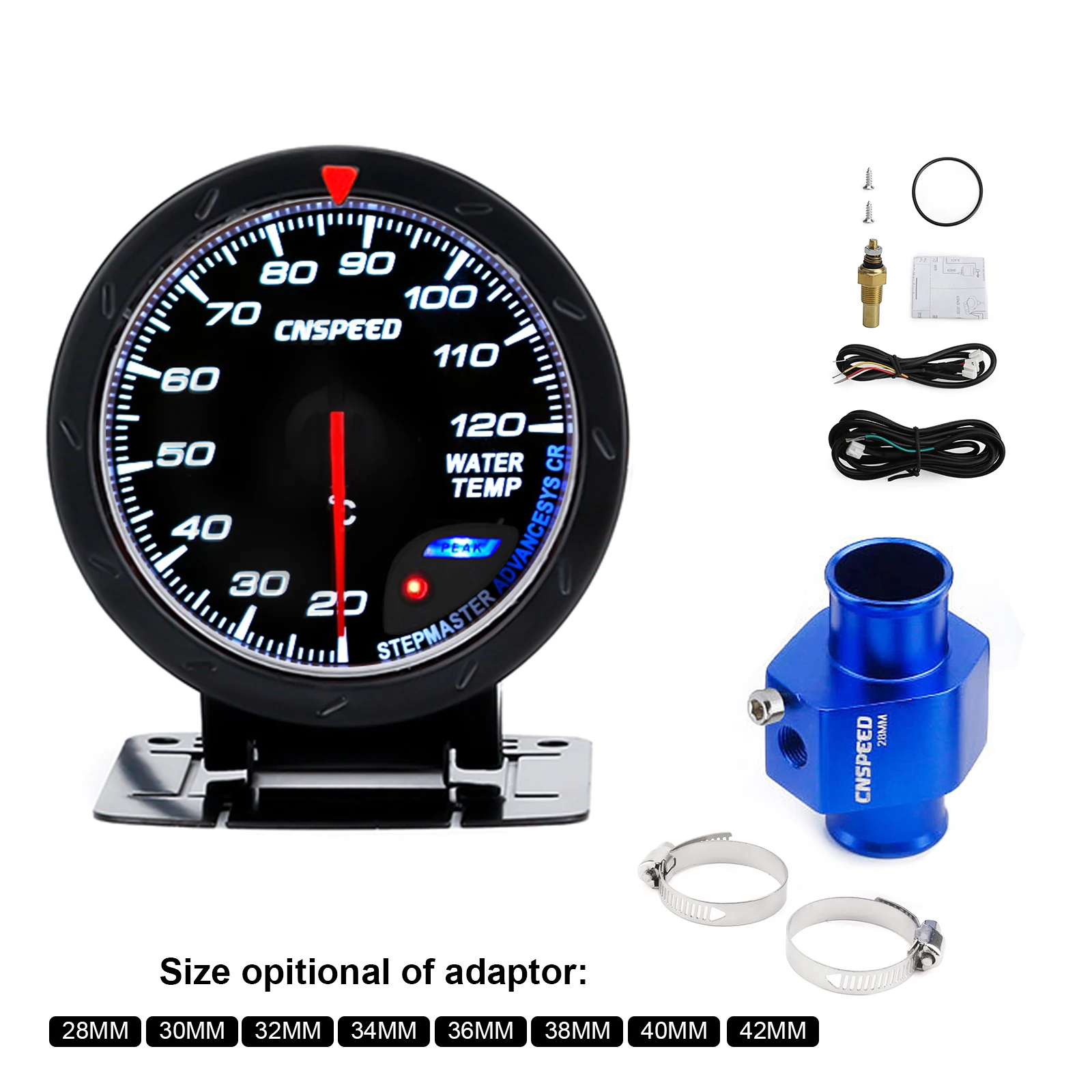 

60MM Water Temperature Gauge 20-120 C Water Temp Meter Red & White Lighting Car Water With Sensor Adapter NPT 1/8