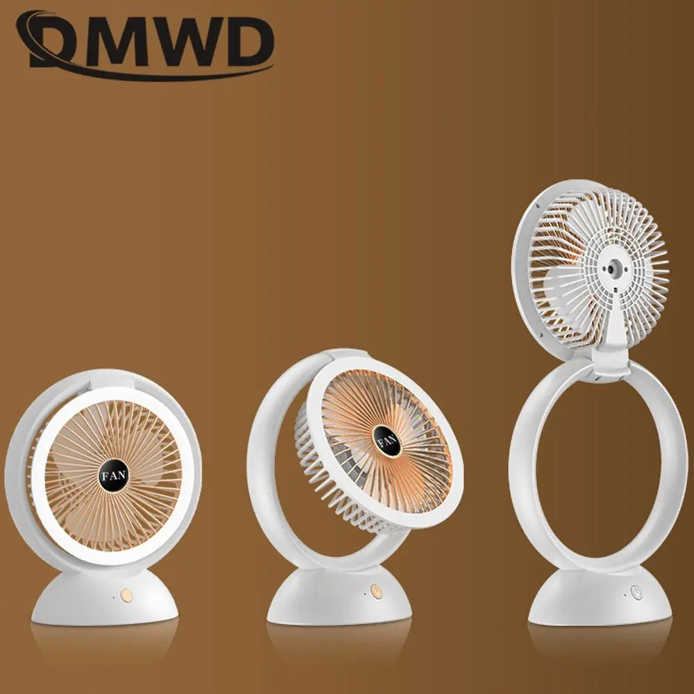 DMWD 가정용 전기 선풍기 에어컨, 데스크탑 냉각 기계, 사무실 쿨러, 야간 조명, 충전식 4 기어