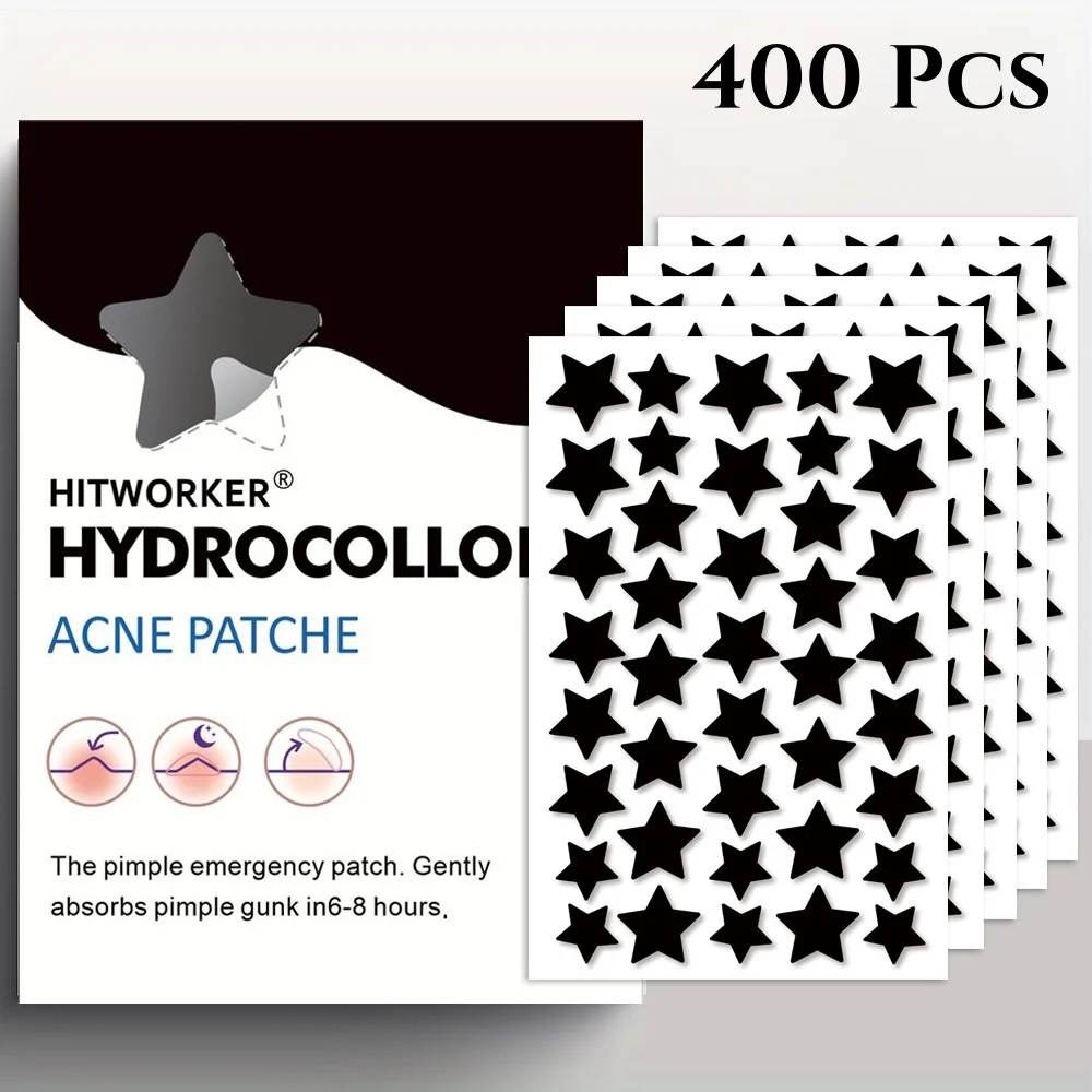 

400 пластырей в упаковке, гидроколлоидный пластырь от прыщей в форме звезды для покрытия прыщей и пятен, наклейка