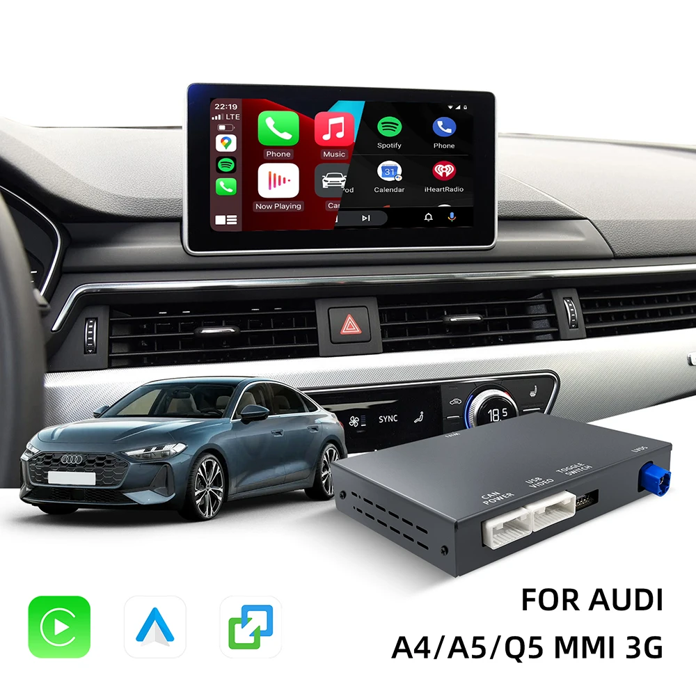 صندوق فك ترقية شاشة OEM لأودي A4، A5، Q5 2008-2018 MMI 3G مع مجموعة CarPlay وAndroid Auto Retrofit Kit