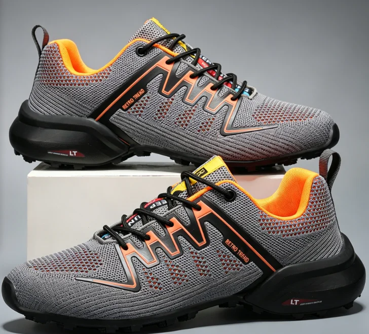 Solid Color Breathable Climbing Footwear Shock Absorbing Sole Wear Resistant Lightweight Outdoor Hiking Shoes