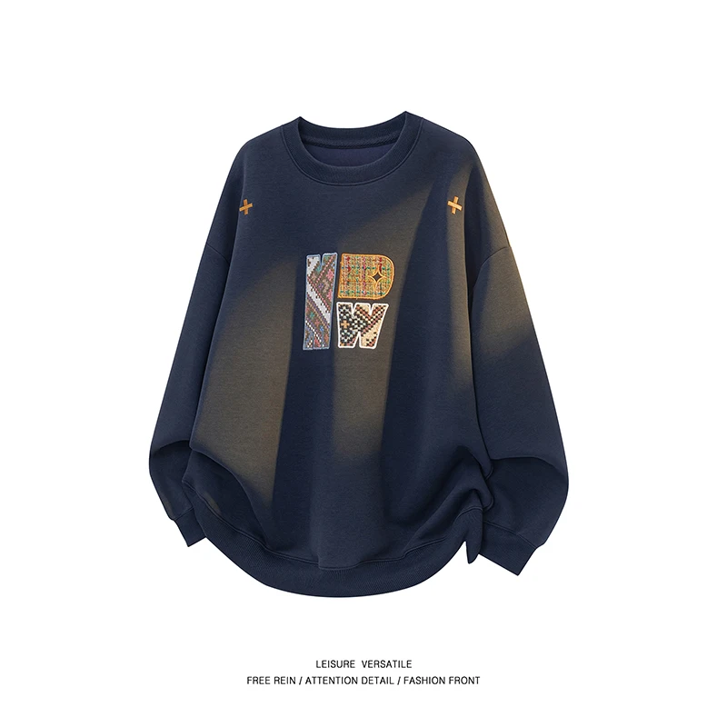 

Outdoor Running Fitness Comfortable Breathable Round Neck Embroidered Hoodie for Couples Spring Autumn Fashion Trend Pullover