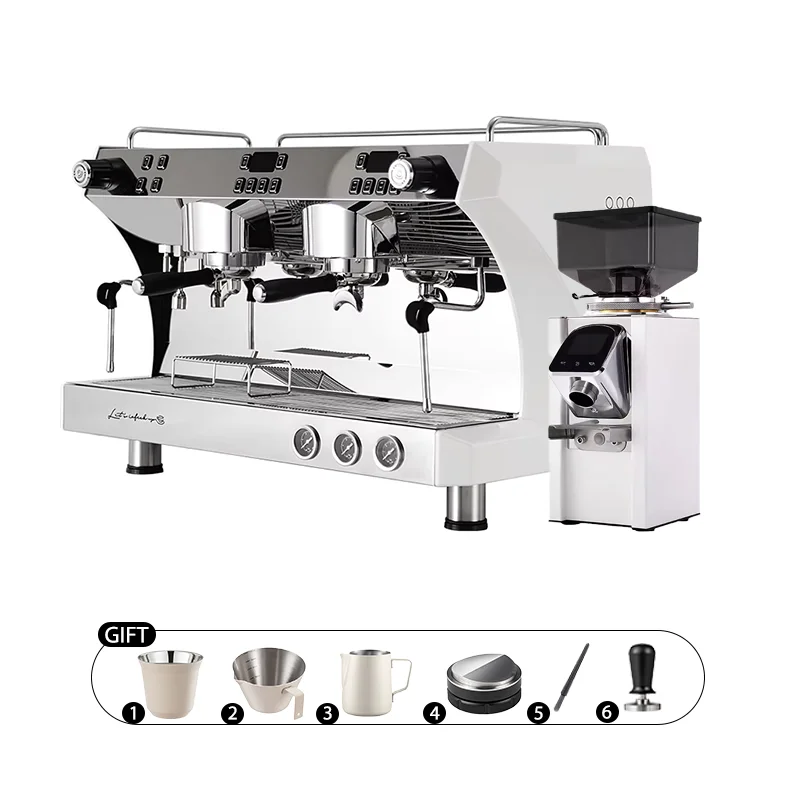 Commercial Coffee Maker CRM3120C Dual Head Coffee Machine, Independent Multi Boiler System, Adjustable Extraction Temperature