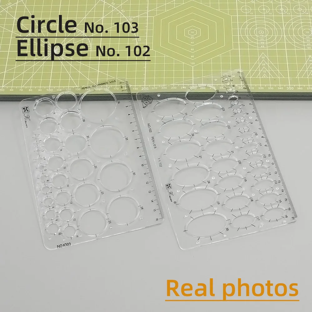 Circular Elliptical Ruler, Transparent Drawing Design Furniture Architect Template Drawing Ruler Template Measuring Ruler