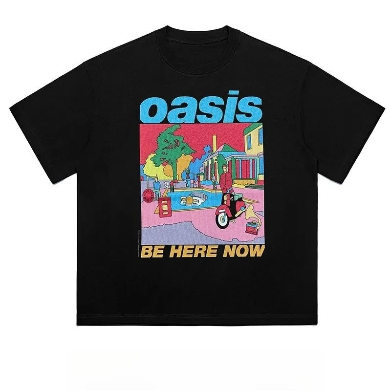 

Oasis Oasis Band T-shirt À Manches Courtes Rock Britannique Lâche Ladies Pajamas Pour Hommes Et Femmes Impression 100 % Coton