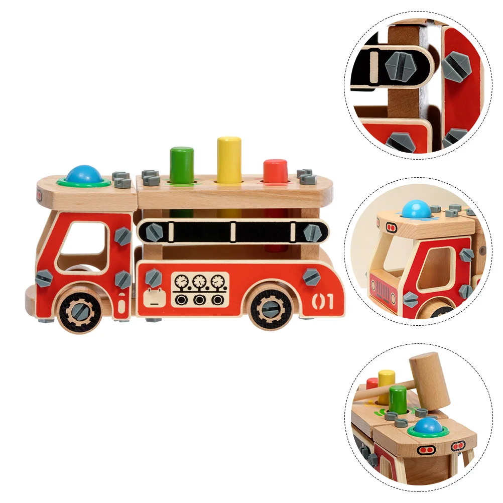 

Kidcraft Playset Kids Educational Toys Wooden Fire Truck Nut Disassembly Puzzle Plaything Fighting