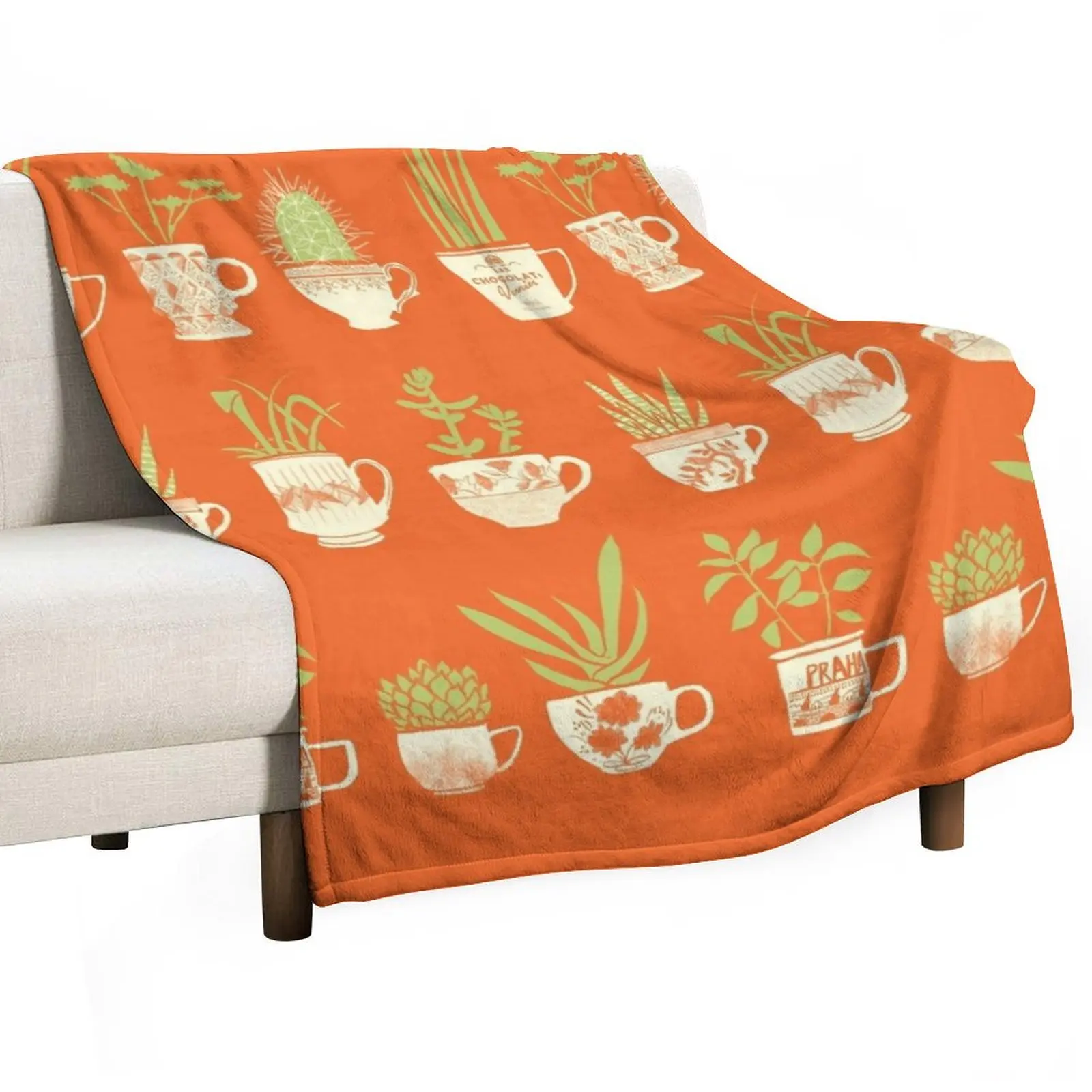 

Teacup Succulents Throw Blanket Soft Comfort Blanket for Reading Watching TV