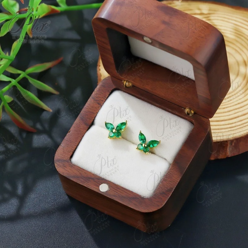 

MoissaniteButterfly Stud Earrings Ruby Sapphire White Black Color For Women S925 Silver Plated Rose Yellow Gold Birthday Gift