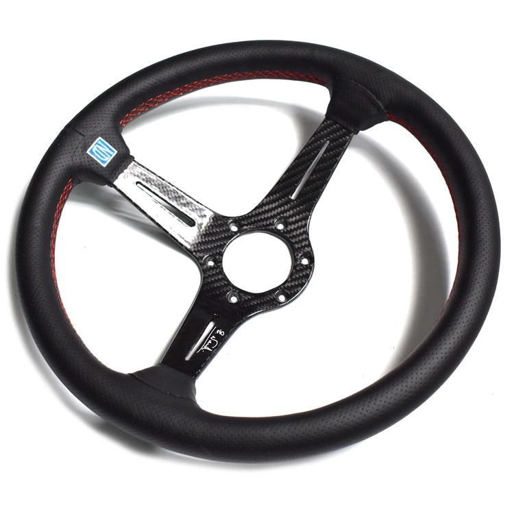 14inch 350mm Carbon Fiber Sport Steering Wheel Universal Deep Leather Car Steering Wheel