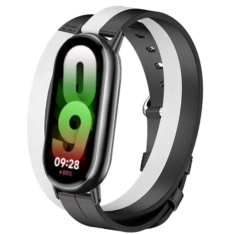 Cinturino in pelle a doppio anello per fascia MiBand 9 Xiaomi Smart Band Fashion Band per Xiaomi Miband 8 NFC versione globale sostituisci gli accessori