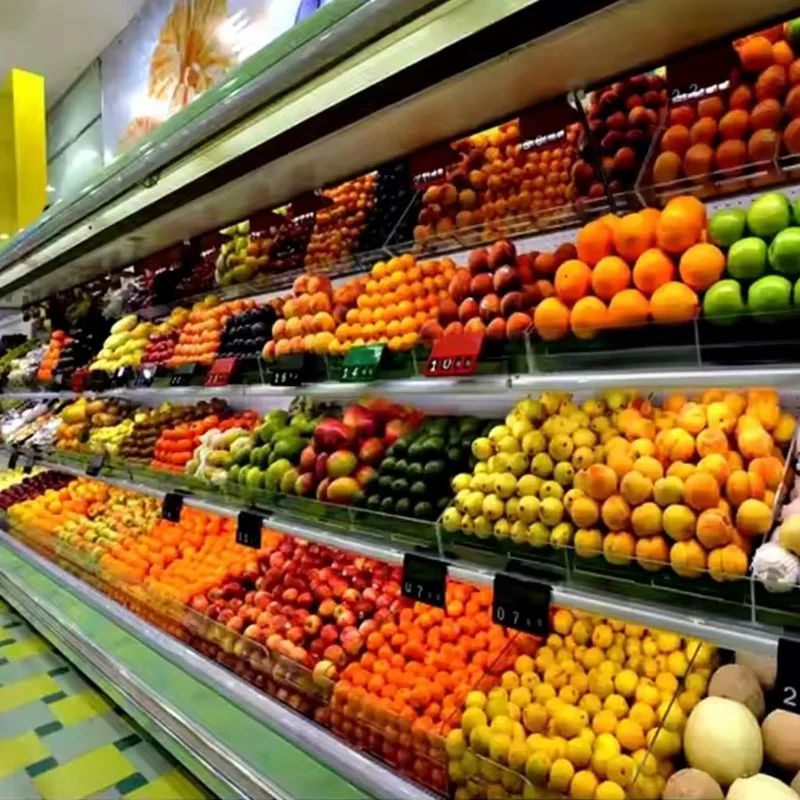 Supermarket Multideck Display Cabinet Plug in Open Type Refrigerator for Vegetables Fruits Cooler Custom