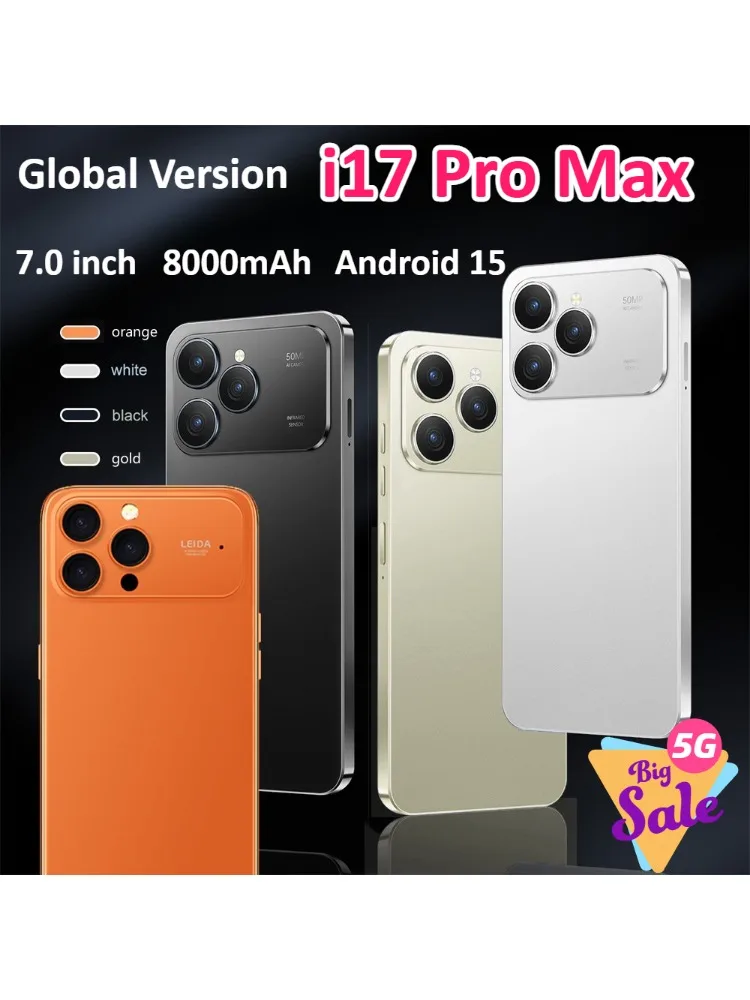 2026 NIEUW Voor i17 Pro Max Smartphone Originele 7.0HD Mobiele Telefoons 5G Dual Card Mobiele Telefoons 8000 mAh Android 15 Ontgrendeld Mobiele Telefoon - afbeelding 2