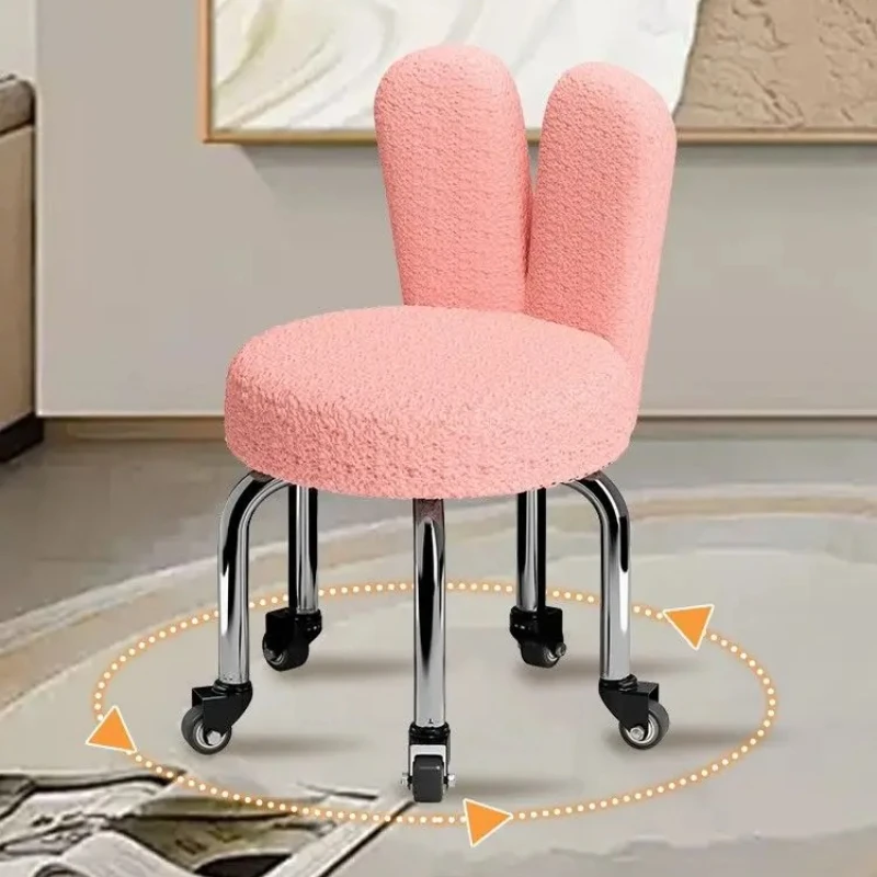 Adjustable Height Rolling Swivel Stool with Backrest & Casters, Multifunctional Compact Footrest Stool for Kids Home Daily Use