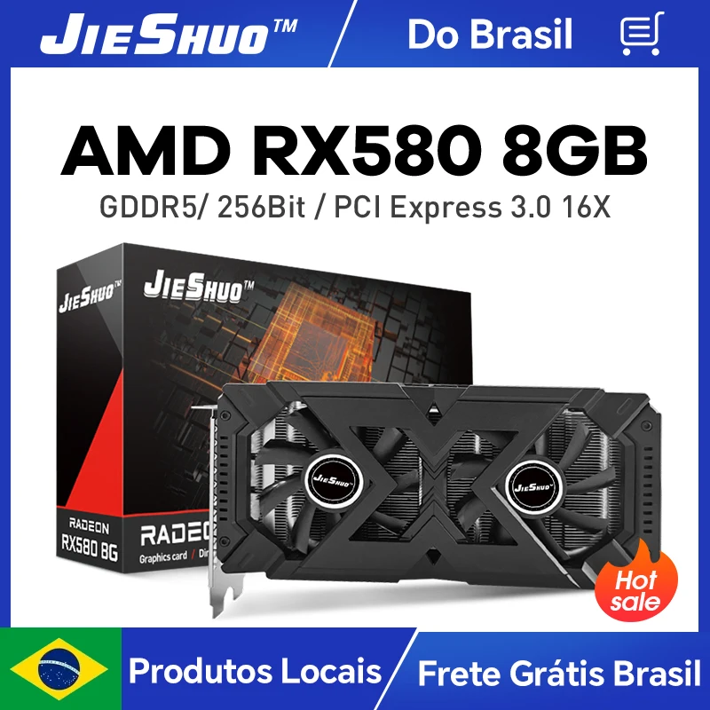 بطاقة رسومات JIESHUO AMD RX 580 8GB 2048sp,gtx 750 8g أفضل من RX550 4G rx580 8g لألعاب مكتب الفيديو المكتبية لسطح المكتب #1