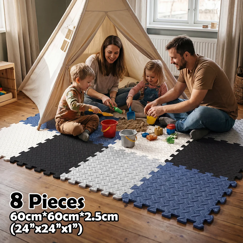 12Pcs Thickness 2.5cm Baby Play Mat 60x60cm Eva Foam Interlocking Floor Protector Mat for Kids Nursery Soft Puzzle Mats for Baby