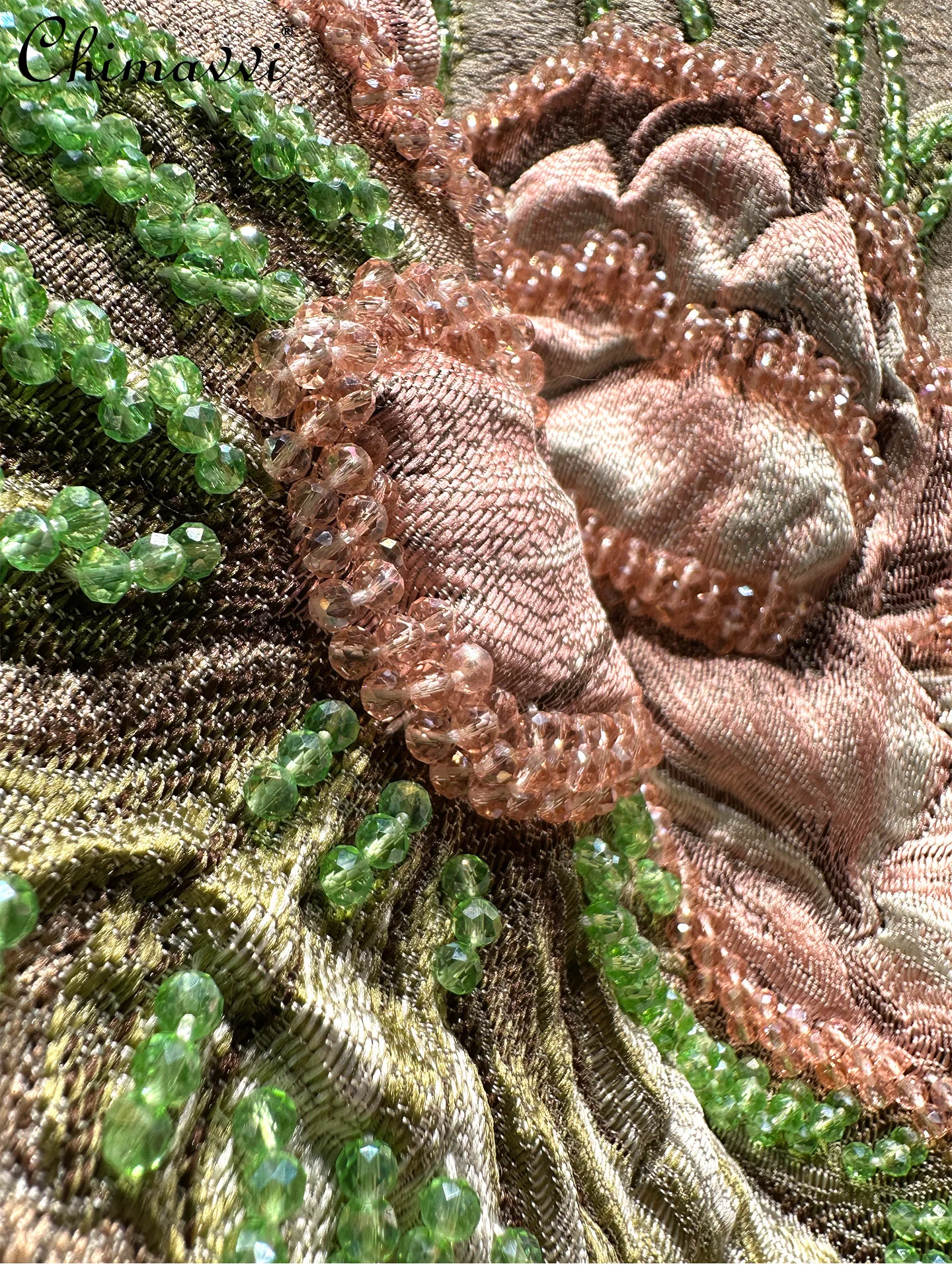 High-End 3D Embossed Jacquard Heavy Beading Mid-Length Coat Women 2025 Autumn High-end Loose Retro High-End Trench Coat