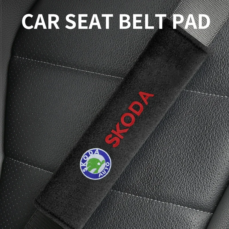 2Pcs Car Seat Belt Pads Seat Shoulder Strap Pad Cushion Cover For Skoda Virs Fabia Kamiq Karoq Kodiaq Rapid Superb 2 Octavia A