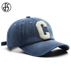 FS Vintage Big Letter Denim Caps American Baseball Hat For Men Women Winter Street Snapback Hip Hop Trucker Cap Gorras Hombres