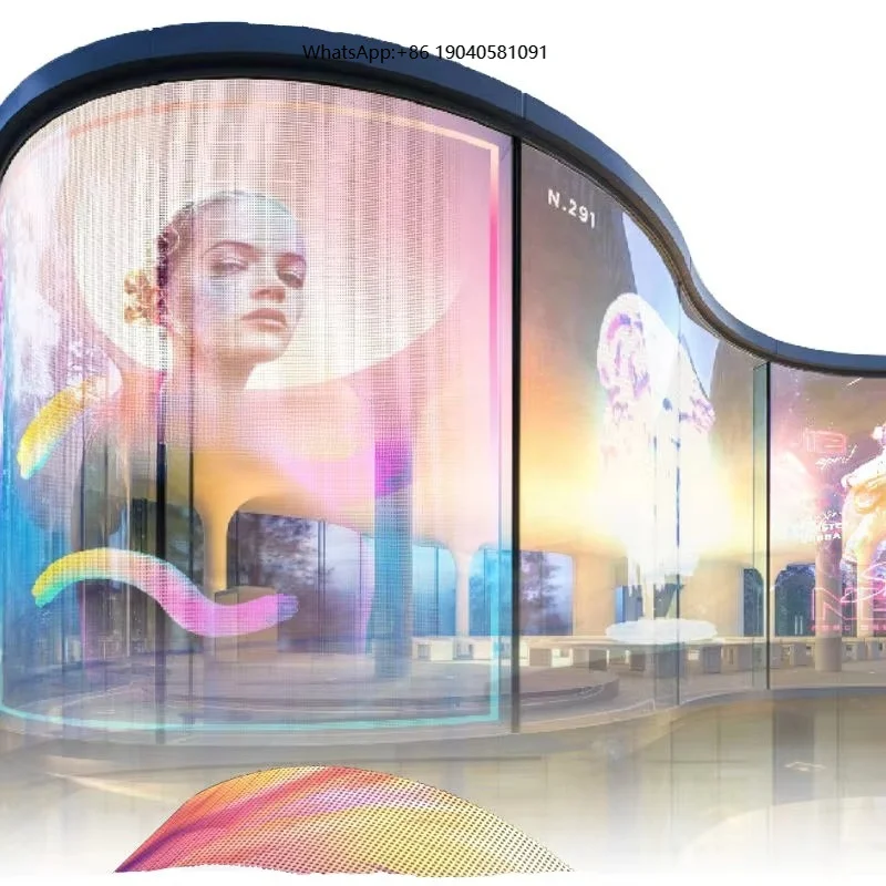 Flexible Ultra Transparent Film LED Screen Indoor Full Color High Transparency Glass Window LED Advertising Video Display