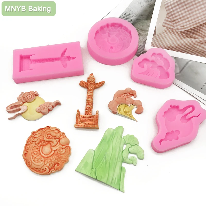 Cartoon Architecture Totem Soft Silicone Mold Fondant Chocolate Cake Decoration Bakeware DIY Plaster Making Resin Art Mould