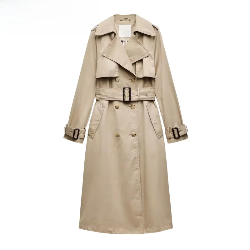 

Классическое хлопковое длинное пальто Све с поясом, осень-зима, Новое поступление, женское пальто Faion Sweet Sle с двойной пуговицей Ele Windbre...