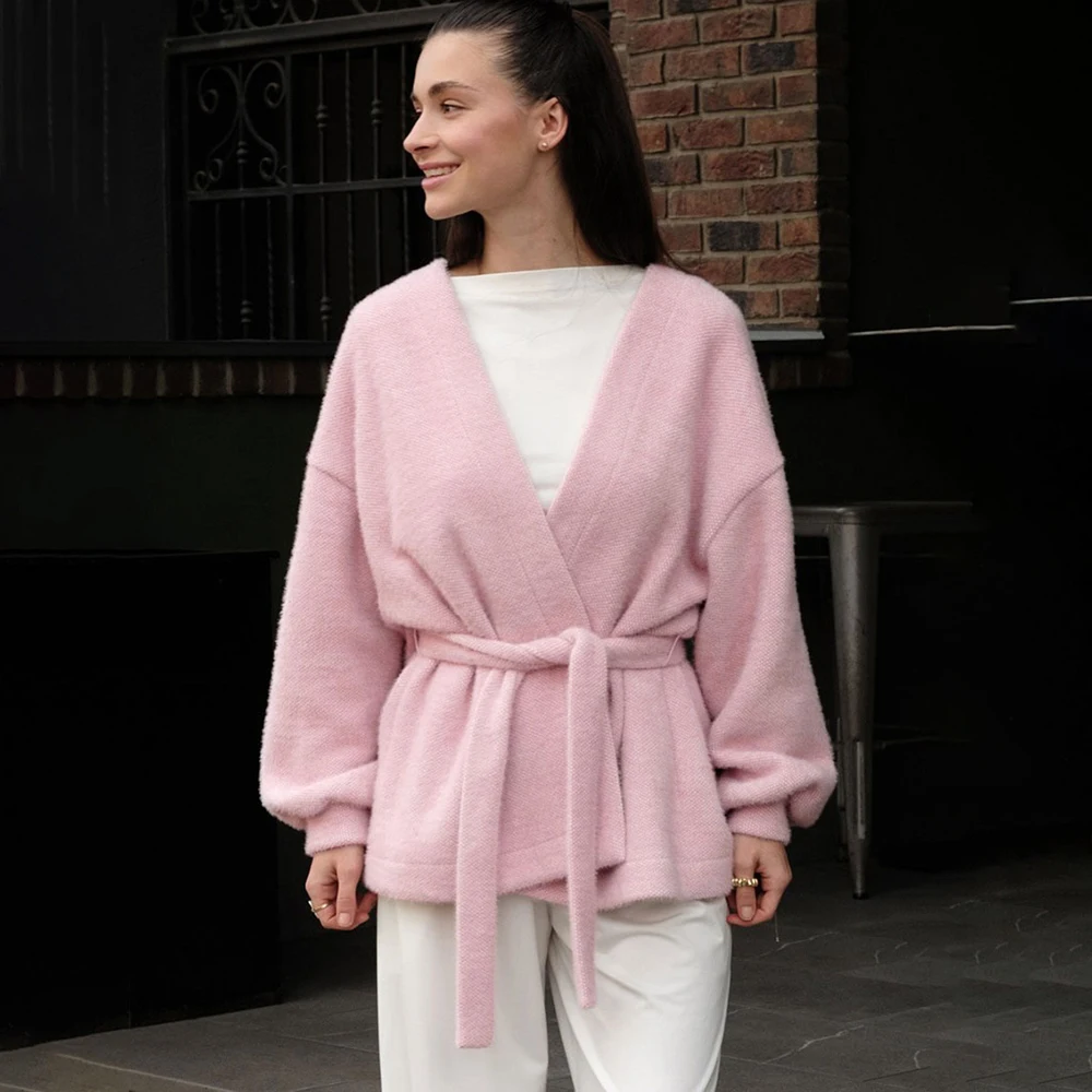 

Talenza женская новая шерстяная куртка зимняя модная однотонная свободная повседневная шерстяная куртка-кардиган на шнуровке уличная офисная женская верхняя одежда