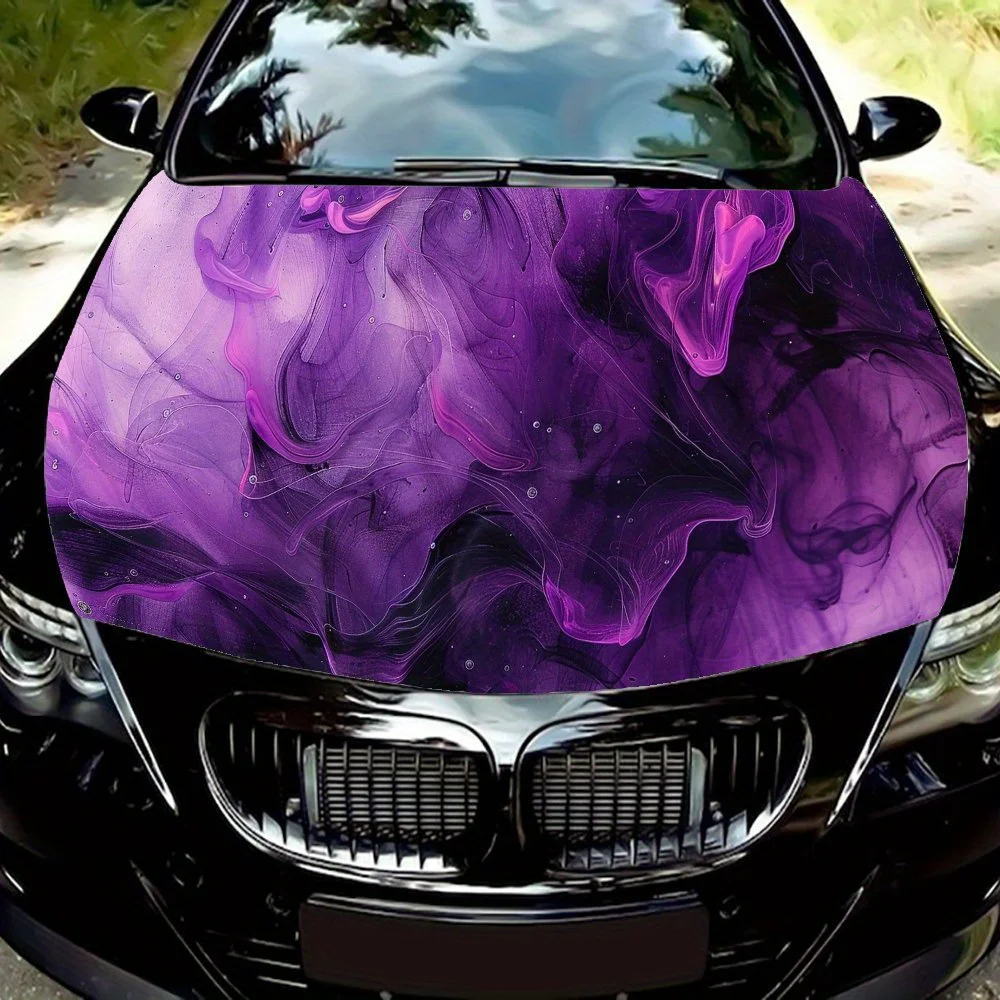 

Художественная фиолетовая наклейка на капот двигателя автомобиля Inkwash, виниловая наклейка, внешнее устройство автомобиля, водонепроницаемая самоклеящаяся автомобильная наклейка