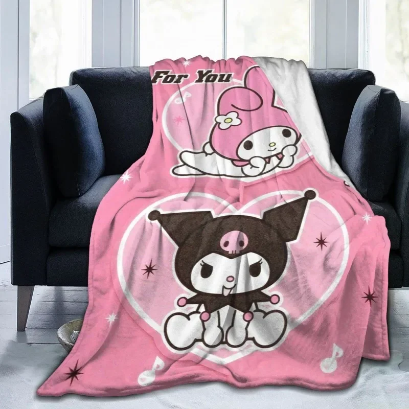 

Плюшевое одеяло Sanrio Kuromi Cinnamoroll, мягкое фланелевое одеяло, утолщенное одеяло для сна, мультяшное одеяло для дивана My Melody, детское одеяло