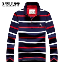 Spring Men Polo Shirt Cotton Long Sleeve Stripe Polo Shirt Men Autumn Embroidery Casual Fashion Polo Shirt Business T-shirts Men