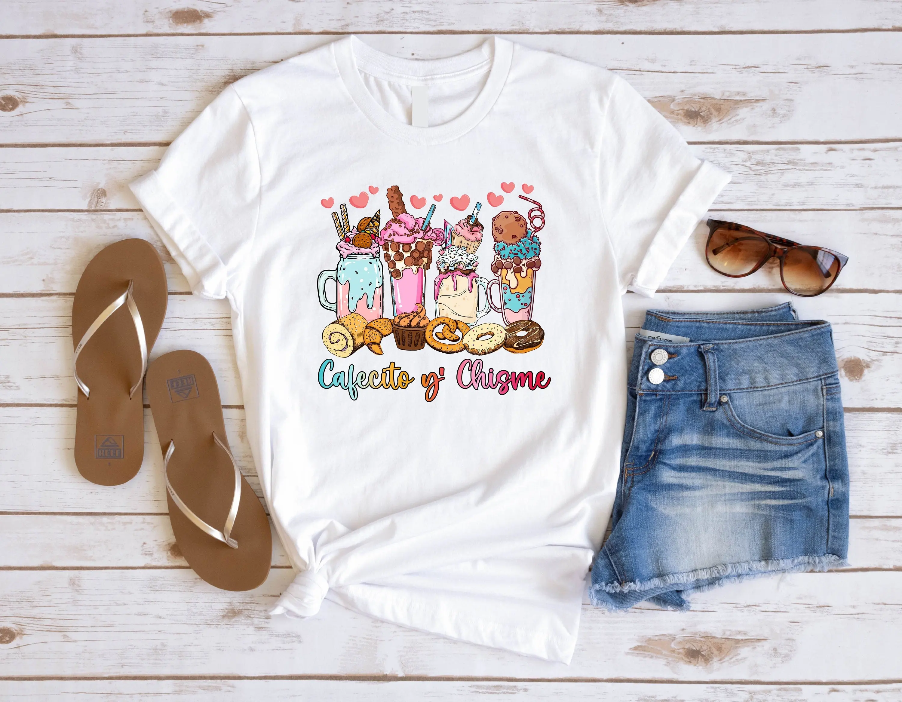 Cafecito Y' Chisme T Shirt Fueled by Caffeine Mexican Addict Cute Coffee SweaT Casual Lovers