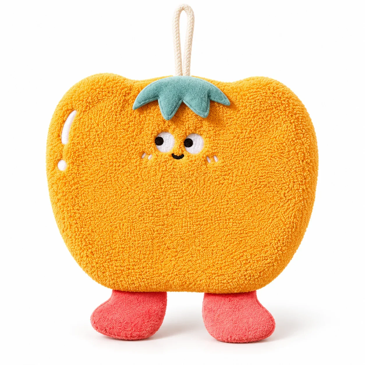 Dopamine Vegetable Design Hand Towel, Coral Fleece Absorbent Square Towel, Hanging Towel for Bathroom